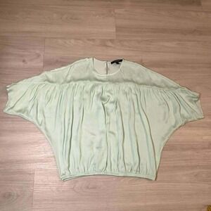 Andrew Marc NY Mint Green Dolman Sleeve Gathered Blouse Top Womens Size S